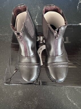 Kids Front-Zip Dress Boots in Dark Brown